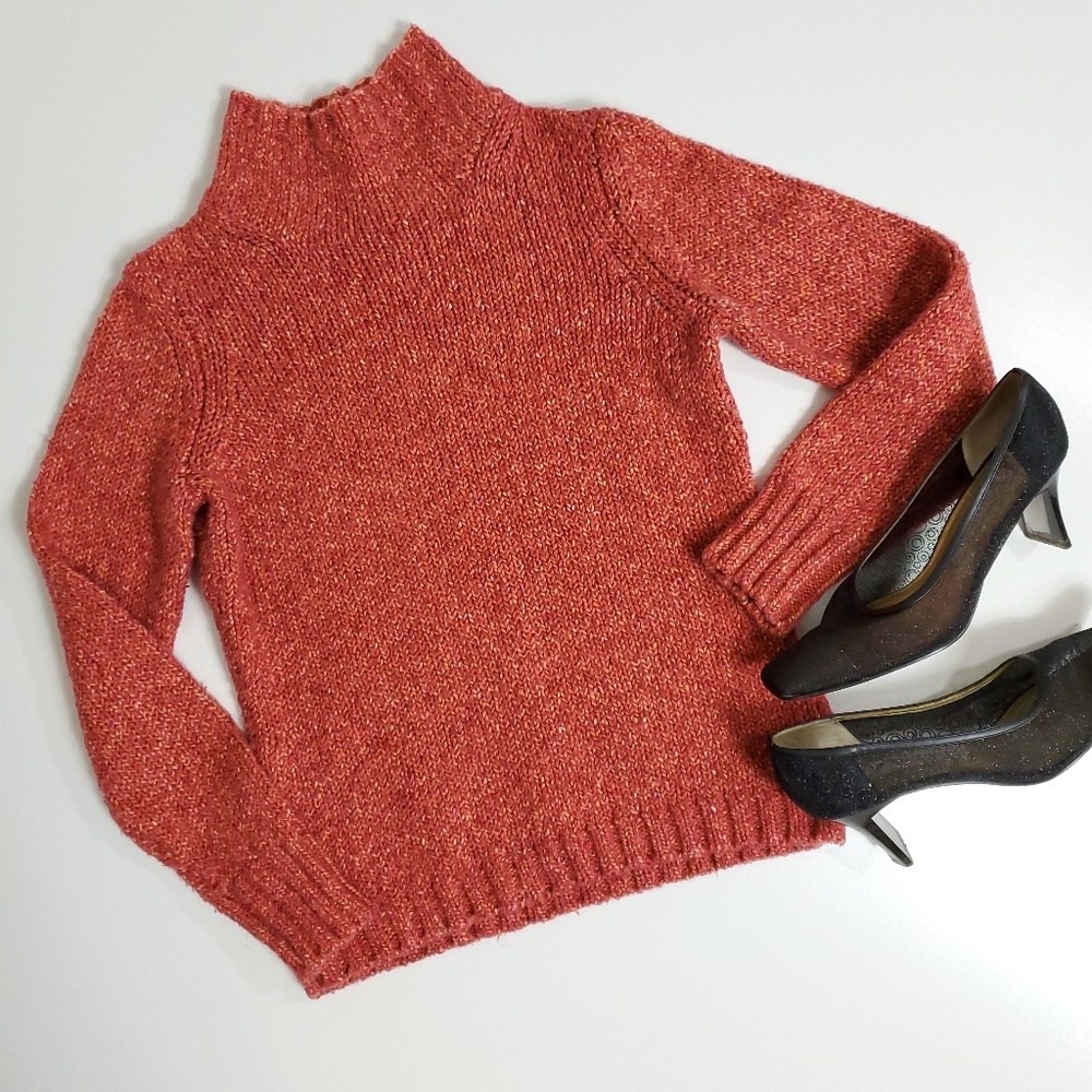 Loft orange wool blend sweater medium petite